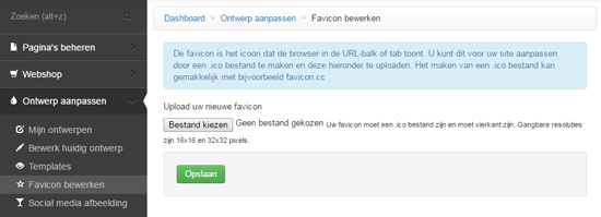 Favicon plaatsen