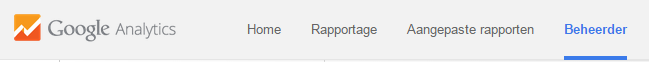 Google Analytics Beheerder-menu