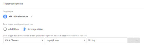 Tag Manager triggerconfiguratie
